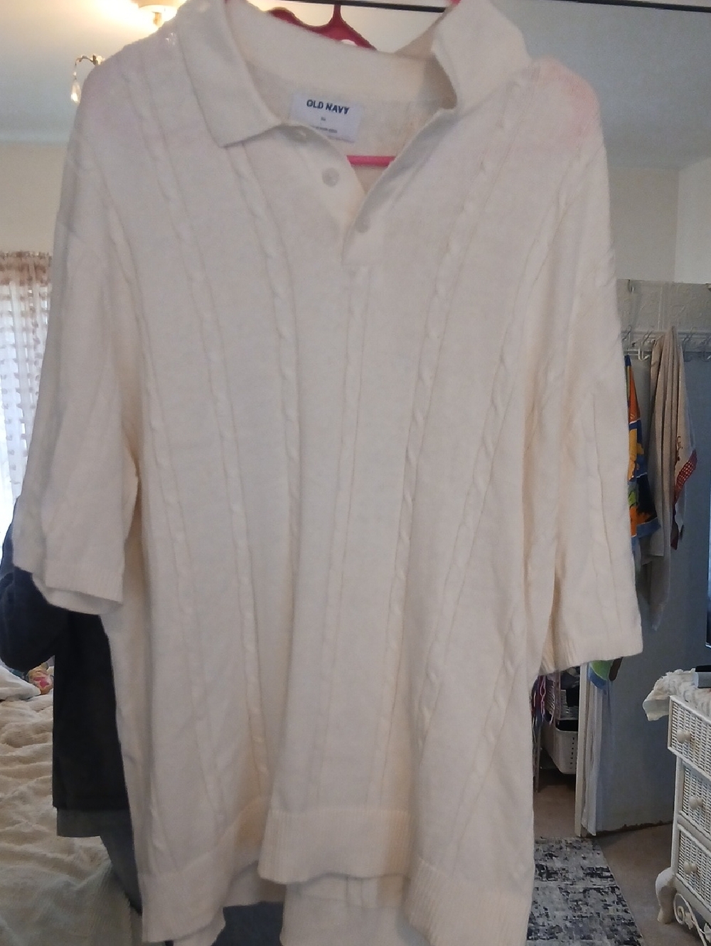 Mens Xl Old Navy Cable-Knit Polo Shirt
